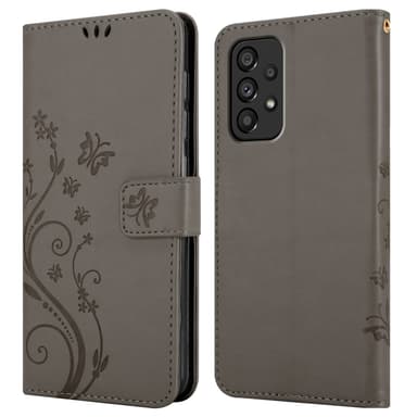 Samsung Galaxy A53 5G lommebokdeksel Blomster (grå)