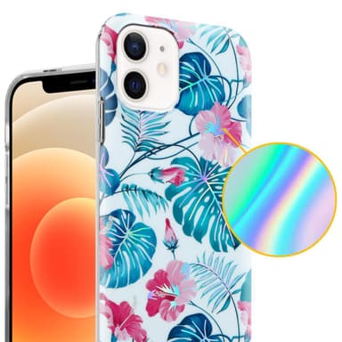 iPhone 12 / 12 PRO lommebokdeksel Blomster (hvit)