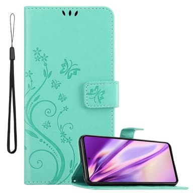 Samsung Galaxy A73 5G lommebokdeksel Blomster (turkis)