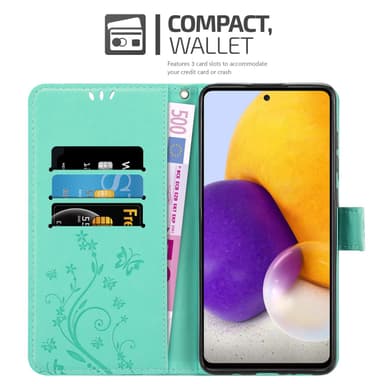 Samsung Galaxy A73 5G lommebokdeksel Blomster (turkis)