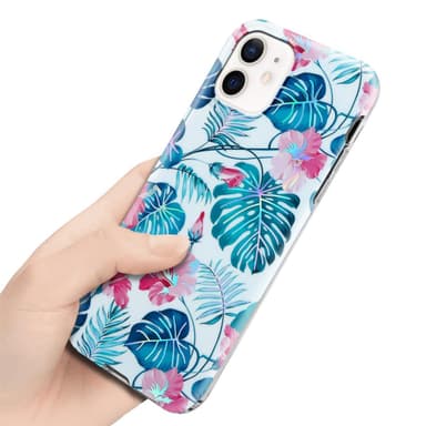 iPhone 12 / 12 PRO lommebokdeksel Blomster (hvit)