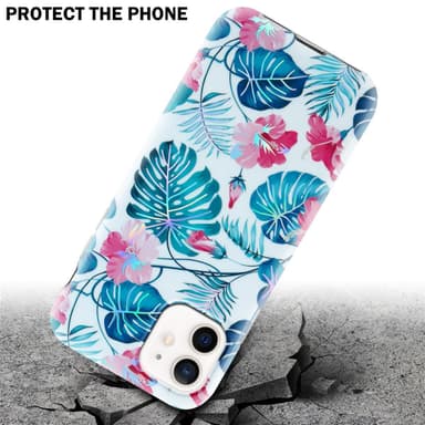 iPhone 12 / 12 PRO lommebokdeksel Blomster (hvit)