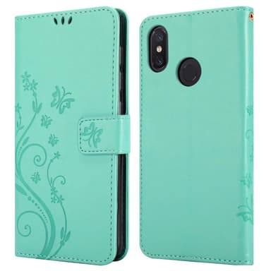 Xiaomi Mi 8 lommebokdeksel Blomster (turkis)
