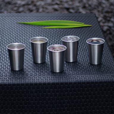 5x Krus i rustfritt stål stablebar drikkekopp (350 ml)