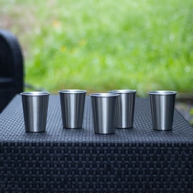 5x Krus i rustfritt stål stablebar drikkekopp (350 ml)
