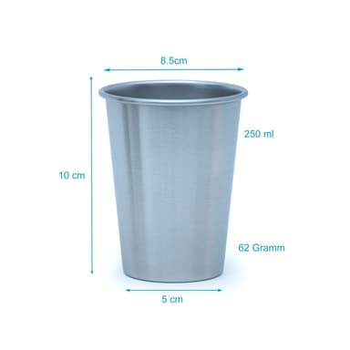 5x Krus i rustfritt stål stablebar drikkekopp (350 ml)
