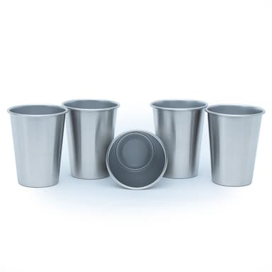 5x Krus i rustfritt stål stablebar drikkekopp (350 ml)