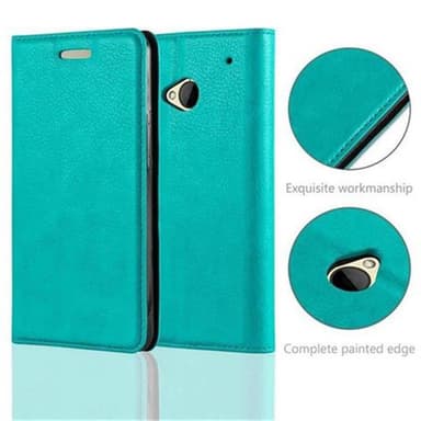 HTC ONE M7 lommebokdeksel case (turkis)