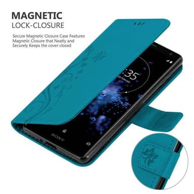 Sony Xperia XZ2 lommebokdeksel Blomster (blå)