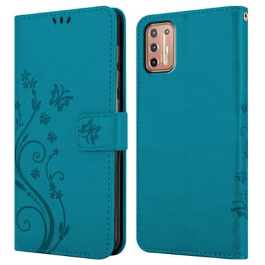 Motorola MOTO G9 PLUS lommebokdeksel Blomster (Blå)