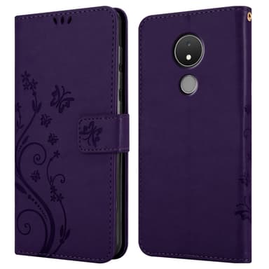 Nokia C21 lommebokdeksel Blomster (lilla)
