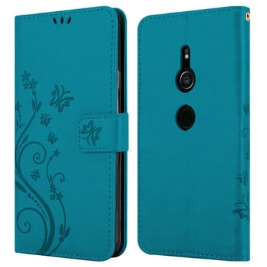Sony Xperia XZ2 lommebokdeksel Blomster (blå)