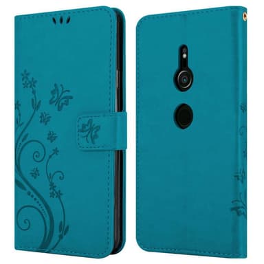 Sony Xperia XZ2 lommebokdeksel Blomster (blå)