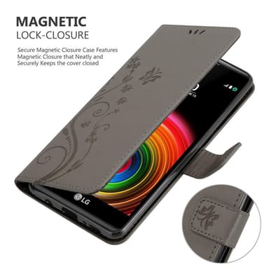 LG X POWER lommebokdeksel Blomster (grå)