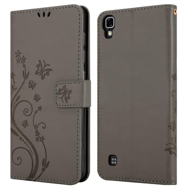LG X POWER lommebokdeksel Blomster (grå)