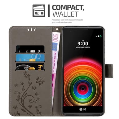 LG X POWER lommebokdeksel Blomster (grå)