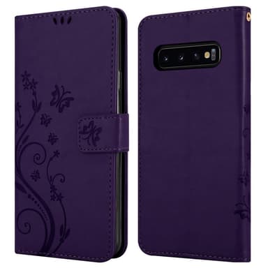 Samsung Galaxy S10 5G lommebokdeksel Blomster (lilla)