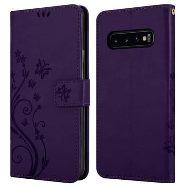 Samsung Galaxy S10 5G lommebokdeksel Blomster (lilla)