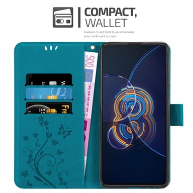 Asus ZenFone 8 FLIP lommebokdeksel Blomster (blå)