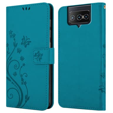 Asus ZenFone 8 FLIP lommebokdeksel Blomster (blå)