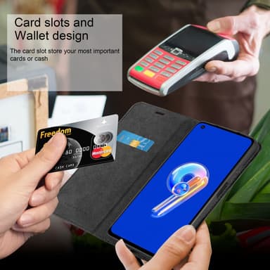 Asus ZenFone 9 lommebokdeksel case (svart)