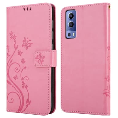 Vivo Y52 5G / Y72 5G lommebokdeksel Blomster (rosa)