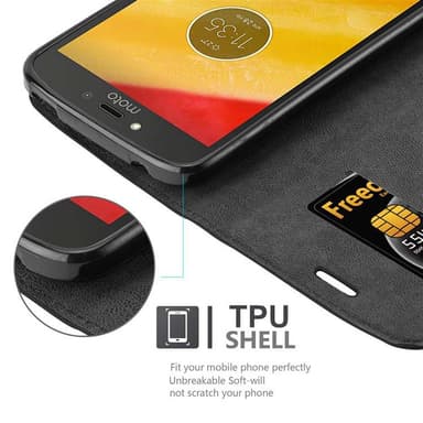 Motorola MOTO C PLUS lommebokdeksel case (svart)