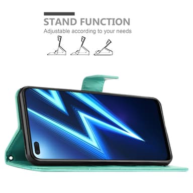 Realme 6 PRO lommebokdeksel Blomster (turkis)