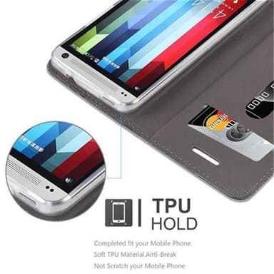 HTC ONE M7 lommebokdeksel etui (grå)