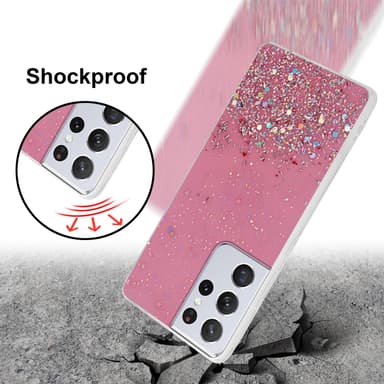 Samsung Galaxy S21 ULTRA Silikondeksel Glitter (rosa)
