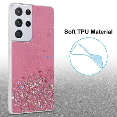 Samsung Galaxy S21 ULTRA Silikondeksel Glitter (rosa)