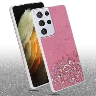 Samsung Galaxy S21 ULTRA Silikondeksel Glitter (rosa)
