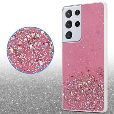 Samsung Galaxy S21 ULTRA Silikondeksel Glitter (rosa)