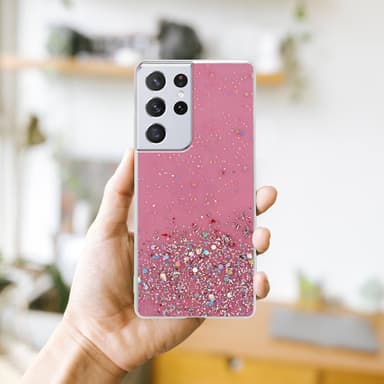 Samsung Galaxy S21 ULTRA Silikondeksel Glitter (rosa)