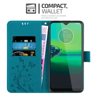 Motorola MOTO G8 lommebokdeksel Blomster (Blå)