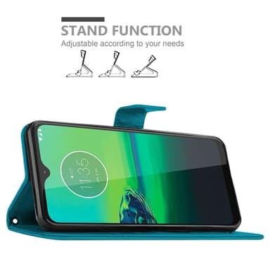 Motorola MOTO G8 lommebokdeksel Blomster (Blå)