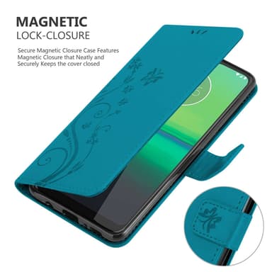 Motorola MOTO G8 lommebokdeksel Blomster (Blå)