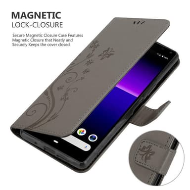 Sony Xperia 8 lommebokdeksel Blomster (grå)