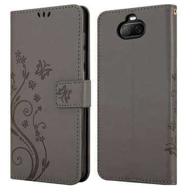 Sony Xperia 8 lommebokdeksel Blomster (grå)