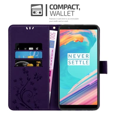 OnePlus 5T lommebokdeksel Blomster (lilla)