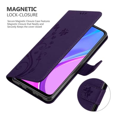 Xiaomi RedMi 9 lommebokdeksel Blomster (Lilla)