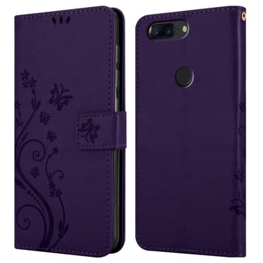 OnePlus 5T lommebokdeksel Blomster (lilla)