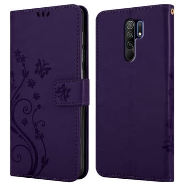 Xiaomi RedMi 9 lommebokdeksel Blomster (Lilla)