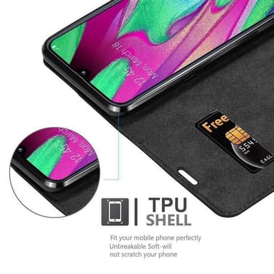Samsung Galaxy A40 lommebokdeksel case (svart)