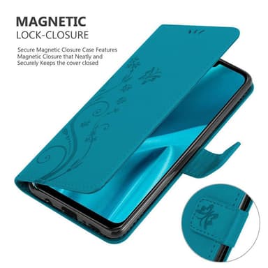Huawei Y9 2019 lommebokdeksel Blomster (blå)