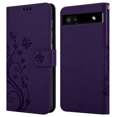 Google PIXEL 6A lommebokdeksel Blomster (Lilla)