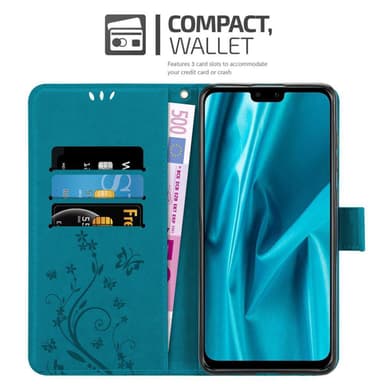 Huawei Y9 2019 lommebokdeksel Blomster (blå)