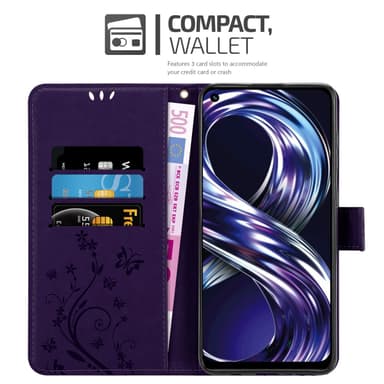 Realme 8i / Narzo 50 4G lommebokdeksel Blomster (lilla)
