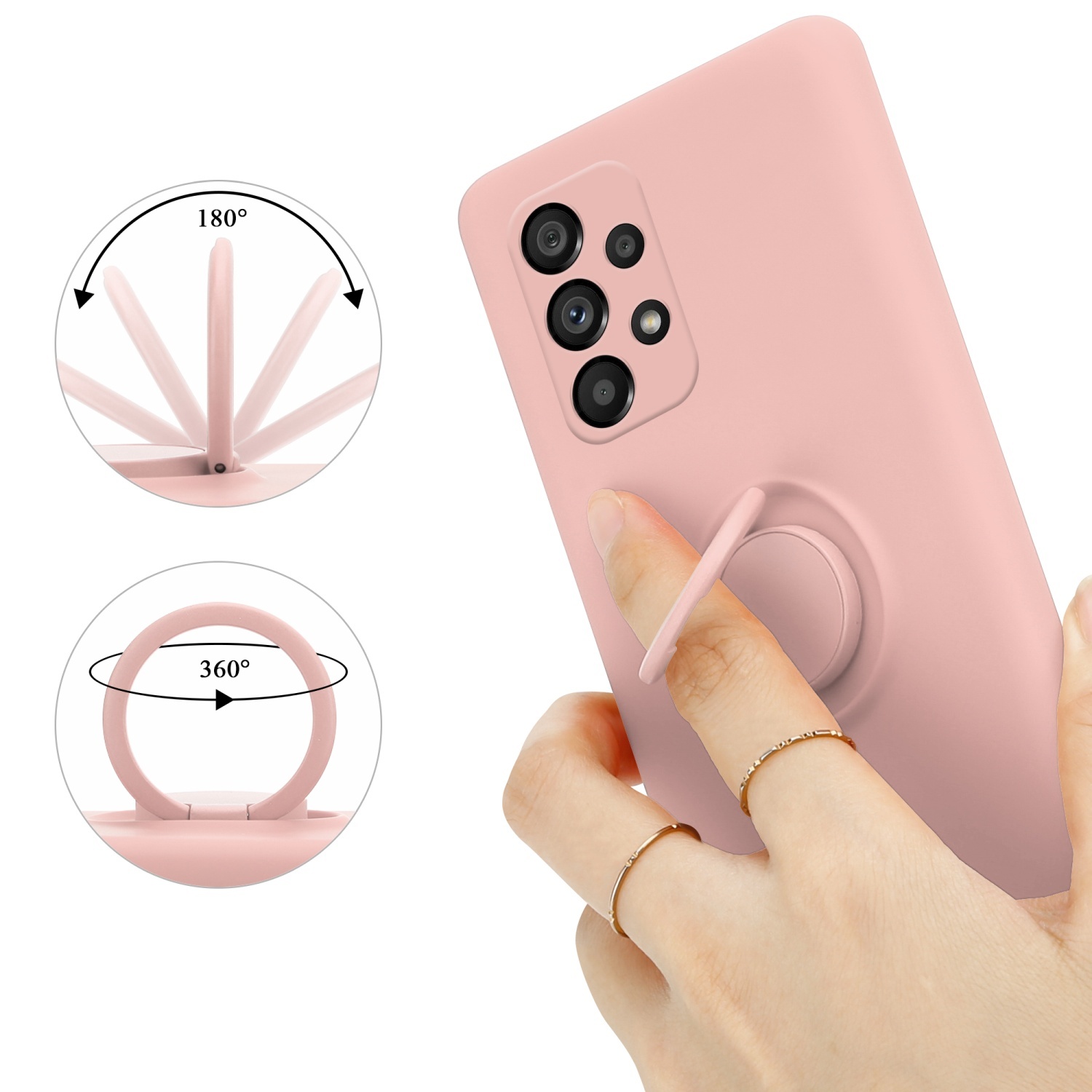 Deksel Samsung Galaxy A53 5G Ring Case (rosa)