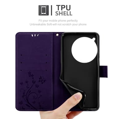 OnePlus 12 lommebokdeksel Blomster (Lilla)